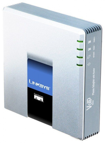 Linksys PAP2T-EU Телефонный адаптер с двумя телефонными портами вид спереди